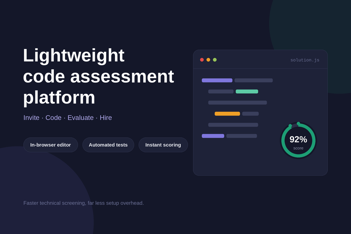 Lightweight Code Assessment Platform Case Study | Automated Technical Hiring Solution